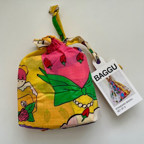 NWT BAGGU Set of 3 Standard Reusable Bags in Still Life Motif - Picture 3 of 9